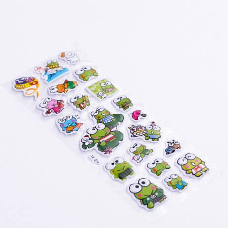 Embossed adhesive sticker, cute characters / 10 pages - Bimotif