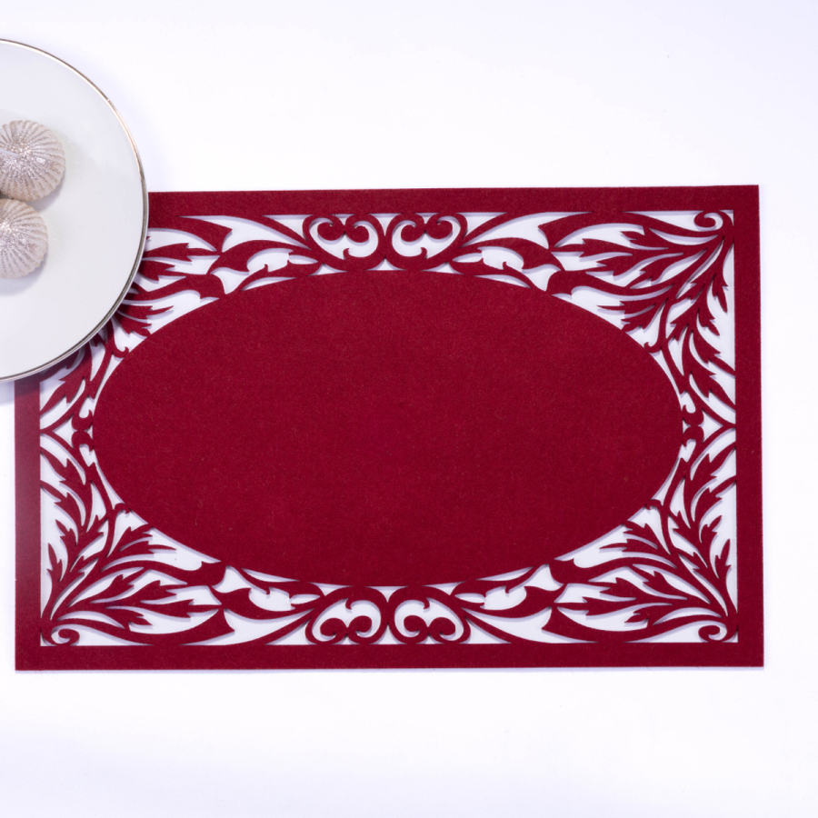 Felt placemat, burgundy, 29x45 cm / 2 pieces - 1