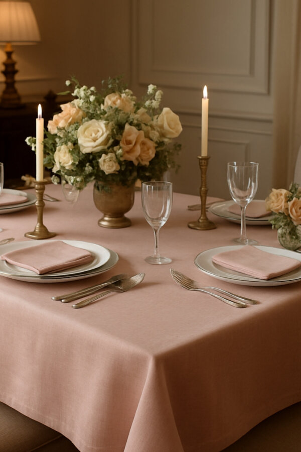 Pudra - Somon dertsiz osmanlı ipeği masa örtüsü / 95x95 cm - 1