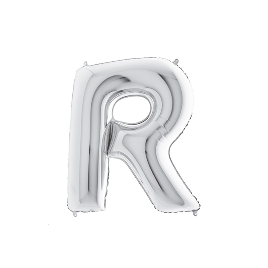 R harfi şeklinde gümüş renkli folyo balon 40inc / 1 adet - 1