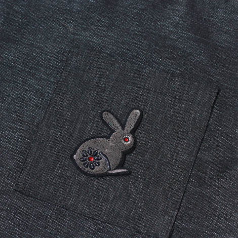 Rabbit, siyah poly-keten kumaş çanta, 35x40 cm - 3