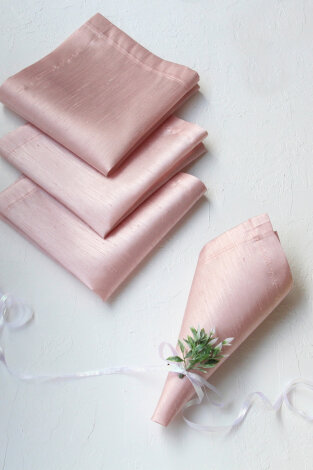 Ramazan'a Özel 5 parça Sofra Seti (Osmanlı İpeği Runner ve 4lü Peçete) / Pudra-Somon - 3