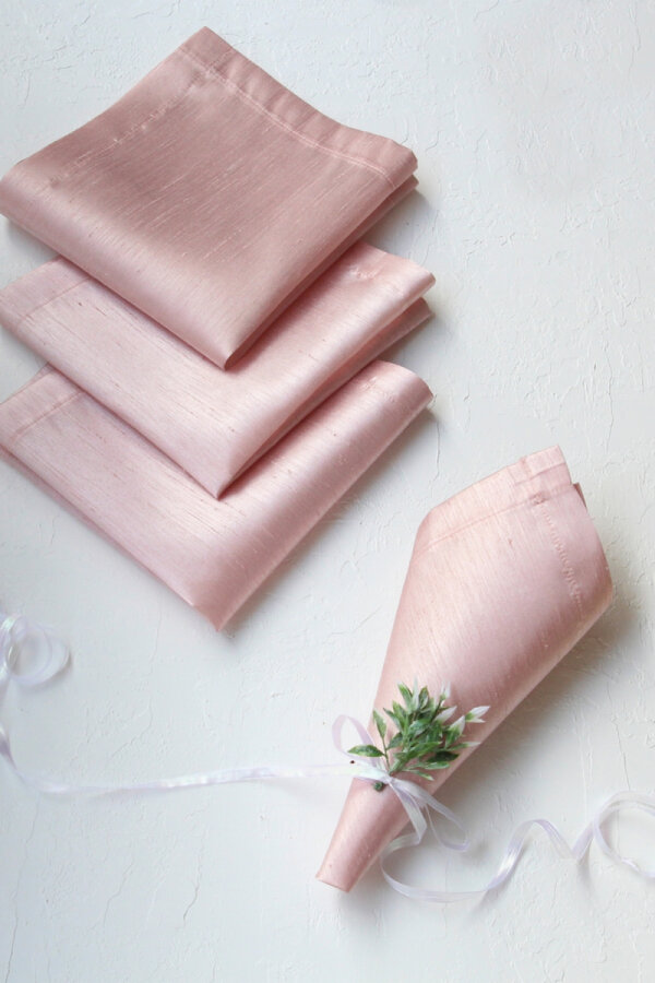 Ramazan'a Özel 5 parça Sofra Seti (Osmanlı İpeği Runner ve 4lü Peçete) / Pudra-Somon - 3