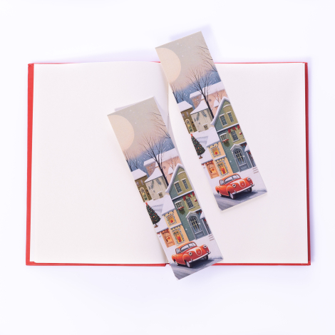 Renkli Kış evleri ve araba temalı kitap ayracı seti / 5 adet - Bimotif