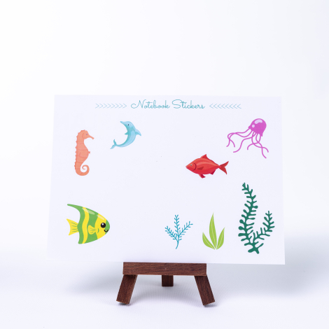 Renkli şekilli notebook sticker seti, underwater, A5 / 50 sayfa - Bimotif