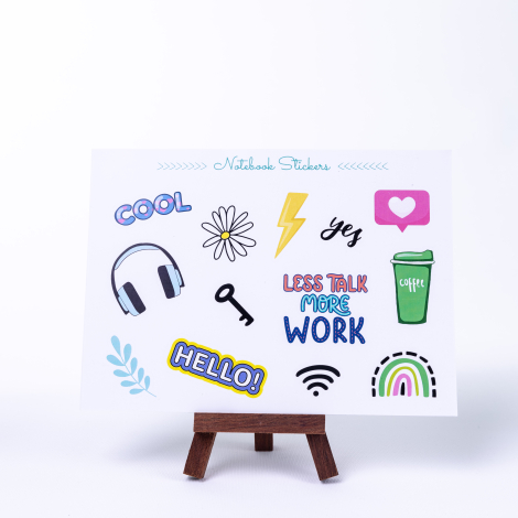 Renkli notebook sticker seti, work, A5 / 2 sayfa - Bimotif