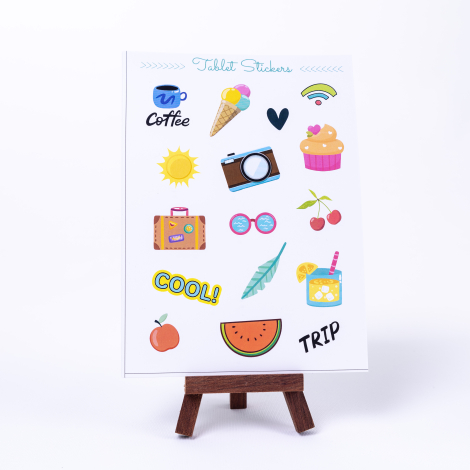 Renkli şekilli tablet sticker seti, holiday, A5 / 50 sayfa - Bimotif