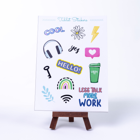 Renkli şekilli tablet sticker seti, work, A5 / 50 sayfa - Bimotif