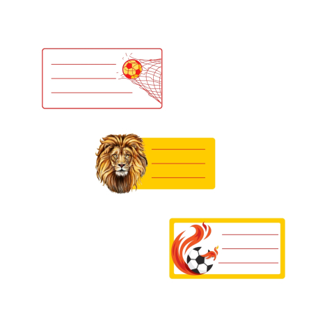Sarı-Kırmızı isimlik okul etiketi, sticker seti, 21 adet - Bimotif (1)