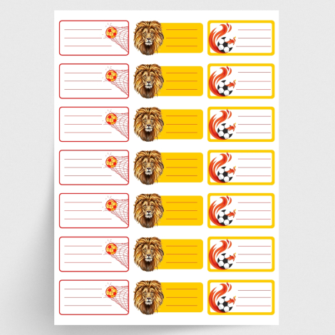 Sarı-Kırmızı isimlik okul etiketi, sticker seti, 210 adet - Bimotif
