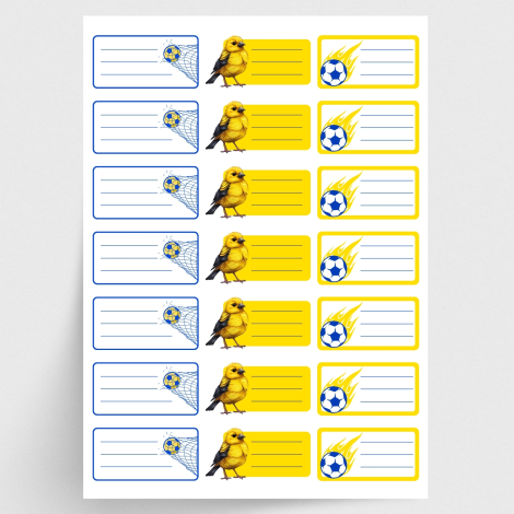 Sarı-Lacivert isimlik okul etiketi, sticker seti, 315 adet - Bimotif