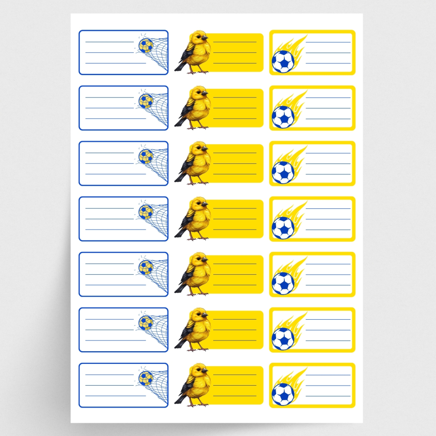 Sarı-Lacivert isimlik okul etiketi, sticker seti, 315 adet - 1