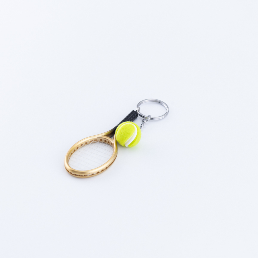 Sarı raket ve tenis topu anahtarlık - 1