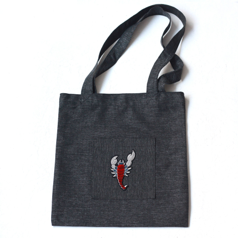 Scorpion, siyah poly-keten kumaş çanta, 35x40 cm - Bimotif