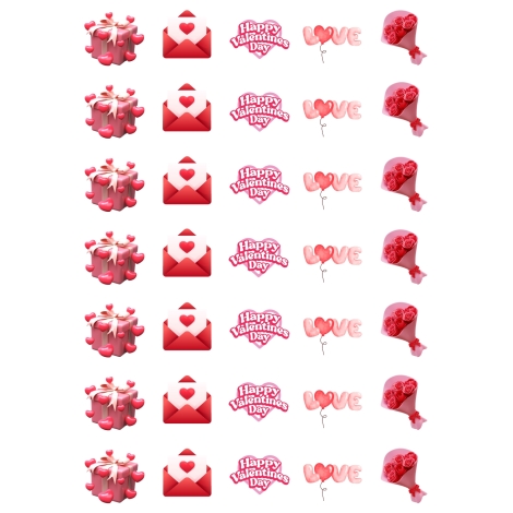 Sevgi, aşk, kalp ve sevgililer günü temalı sticker seti, 350 adet (10 sayfa) - Bimotif