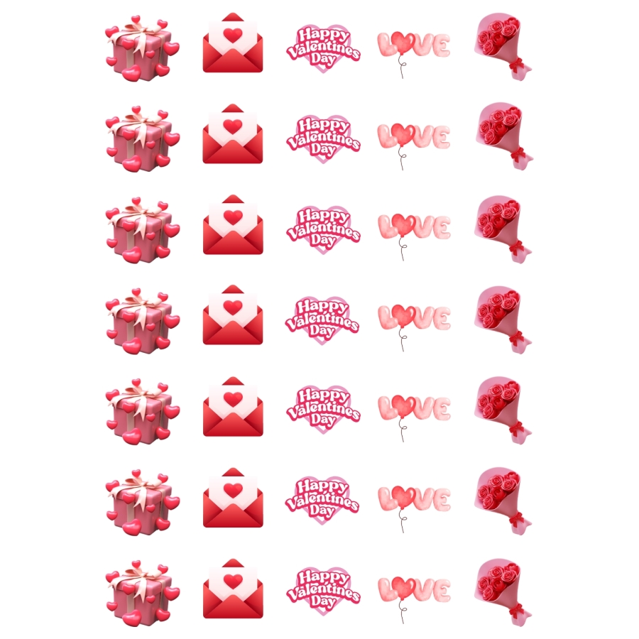 Sevgi, aşk, kalp ve sevgililer günü temalı sticker seti, 350 adet (10 sayfa) - 1
