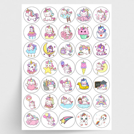 Sevimli minik atlar sticker seti, 35 adet - Bimotif