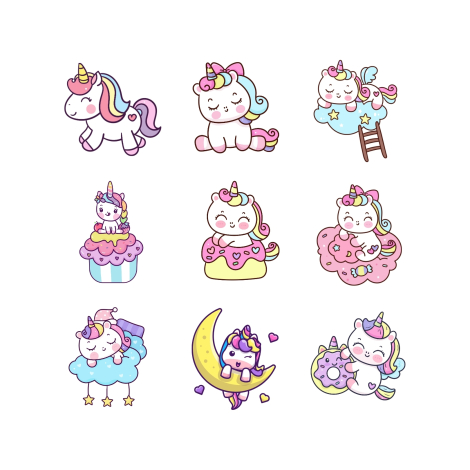 Sevimli minik atlar sticker seti, 35 adet - Bimotif (1)