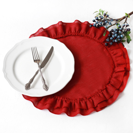 Simli kırmızı fırfırlı supla seti, 46 cm / 2 adet - 3