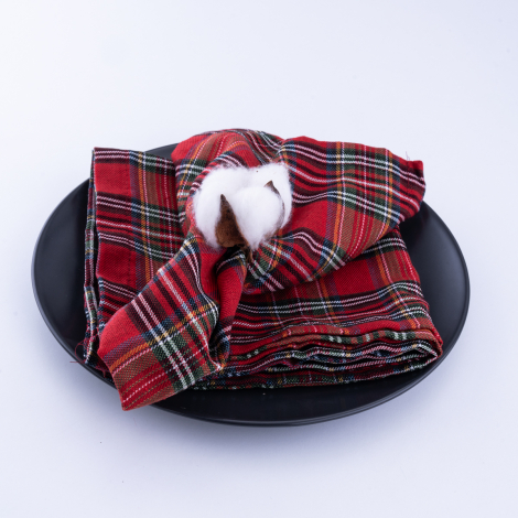 Yılbaşı kırmızı ekose peçete, 40x40 cm / 4 adet - 3