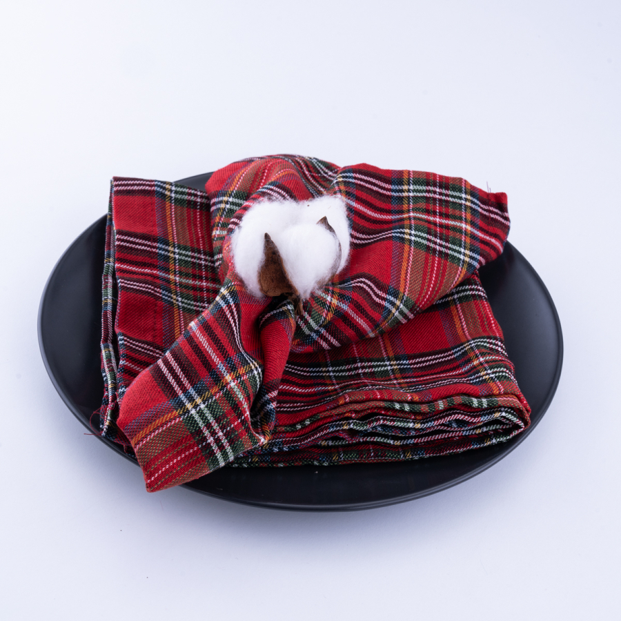 Yılbaşı kırmızı ekose peçete, 40x40 cm / 4 adet - 3