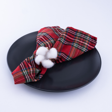 Yılbaşı kırmızı ekose peçete, 40x40 cm / 4 adet - 4