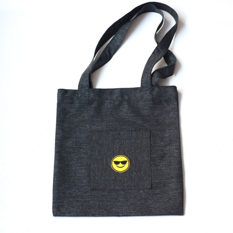 Smile sunglasses, siyah poly-keten kumaş çanta, 35x40 cm - Bimotif