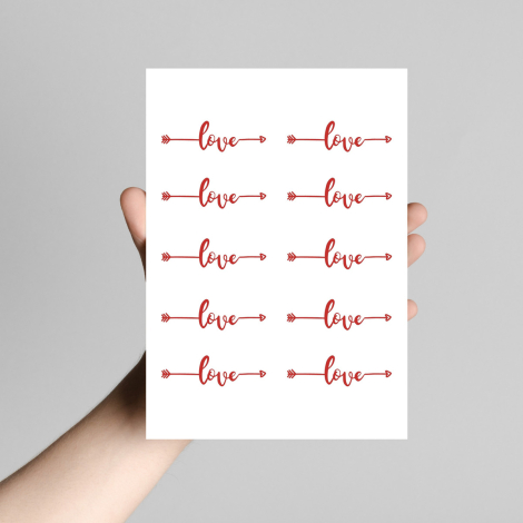 Sticker, love, arrow / 7.4x2.4 cm (2 sayfa) - Bimotif