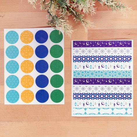 Sticker seti, Ottoman 3.2 cm - Ramazan motifleri 13.8x1.6 cm / 1er sayfa - Bimotif