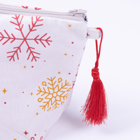 Su ve leke tutmaz duck kumaştan kar tanesi desenli makyaj çantası - Bimotif (1)