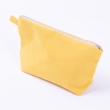 Su ve leke tutmaz duck kumaştan sarı makyaj çantası - Bimotif