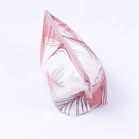 Su ve leke tutmaz duck kumaştan kiremit yaprak desenli makyaj çantası - Bimotif (1)