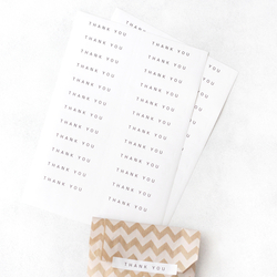 Thank you şerit sticker seti, 24 adet (1 sayfa), beyaz - Bimotif