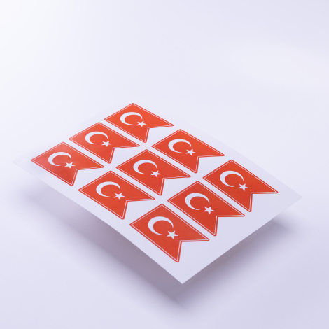 Türk bayrağı flama temalı sticker, 9 adet (1 sayfa) - Bimotif