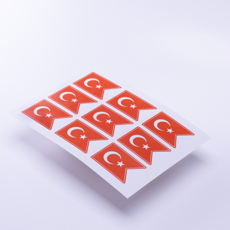 Türk bayrağı flama temalı sticker, A5 / 10 adet - Bimotif