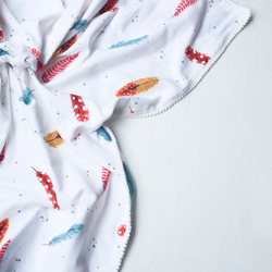 Tüy desenli pazen bebek battaniyesi, 110x110 cm / Kırmızı - Bimotif
