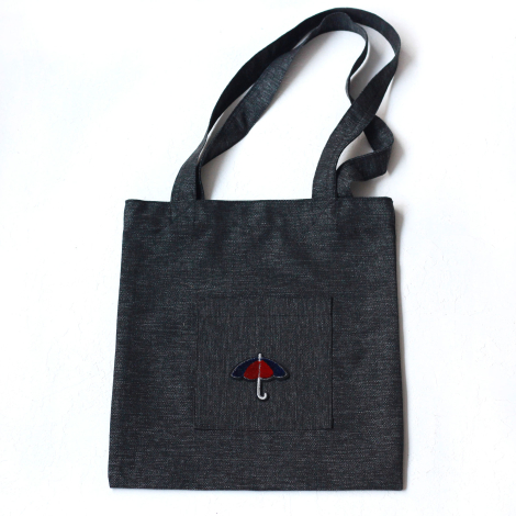 Umbrella, siyah poly-keten kumaş çanta, 35x40 cm - Bimotif