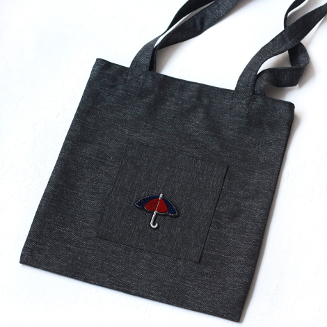 Umbrella, siyah poly-keten kumaş çanta, 35x40 cm - Bimotif (1)