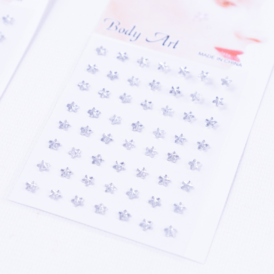 Vintage yıldız model kristal yüz ve vücut stickerı / yapışkanlı makyaj taşı, 1 mm / 224 adet - 1