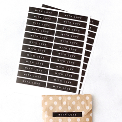 With love şerit sticker seti, 24 adet (1 sayfa) - Bimotif