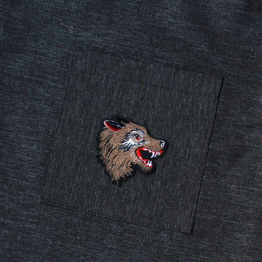 Wolf, siyah poly-keten kumaş çanta, 35x40 cm - 3