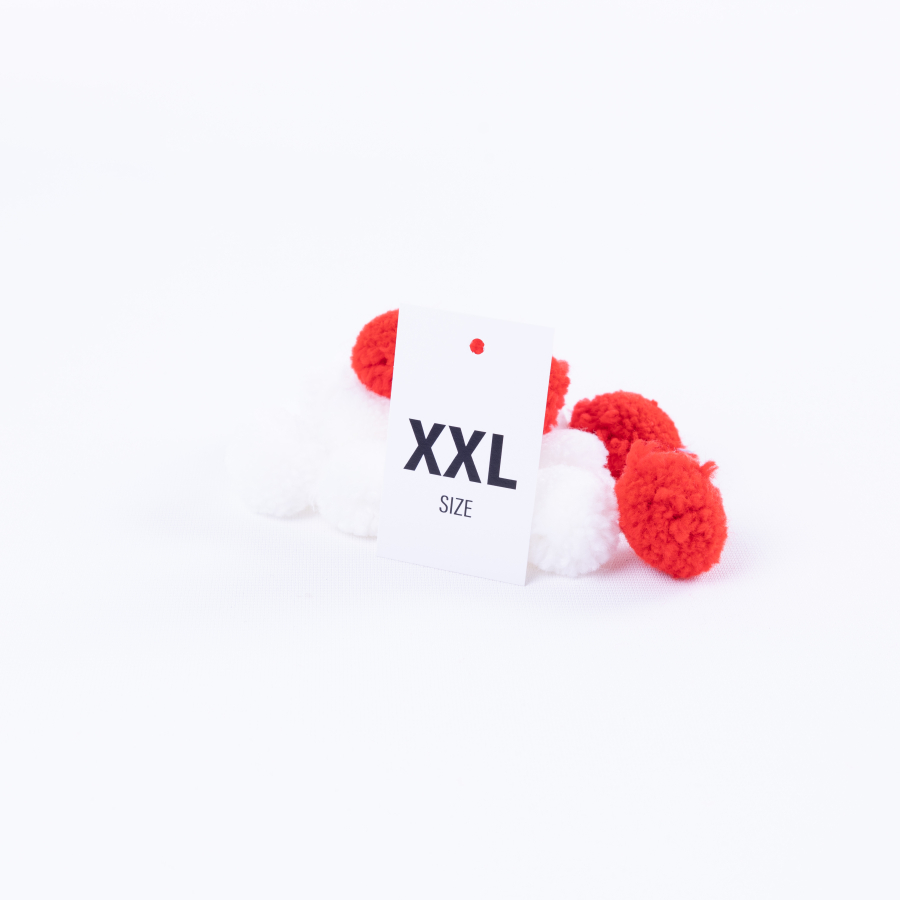 XXL delikli, beyaz beden etiketi seti, 4 x 6 cm / 100 adet - 1