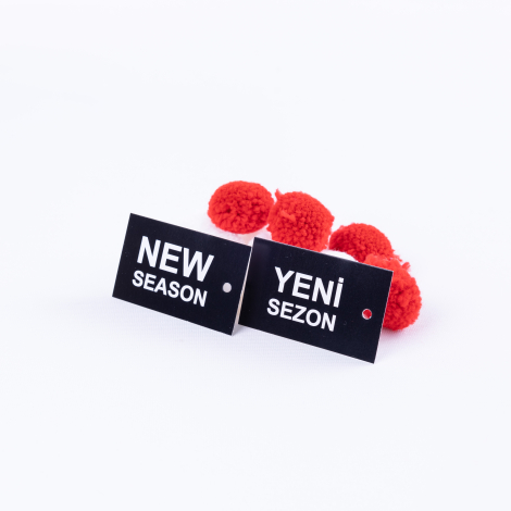Yeni Sezon, New Season delikli, siyah kart seti, 4 x 6 cm / 20 adet - Bimotif
