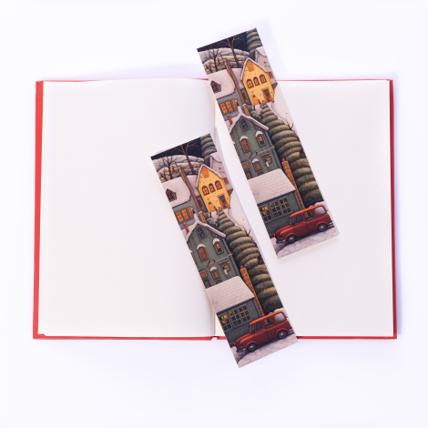 Yeşil Kış evleri temalı kitap ayracı seti / 5 adet - Bimotif