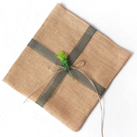 Yeşil kurdeleli cırt cırtlı hediye paketi, 30x30 cm / 10 adet - Bimotif