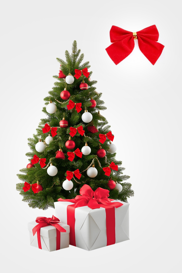 Yılbaşı ağaç süsü, fiyonk kurdele, 5cm / 1 adet - 1