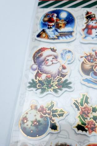 Yılbaşı altın yaldızlı kabartmalı eva sticker, 21x25 cm / Noel Baba ve Çam Ağacı - 3