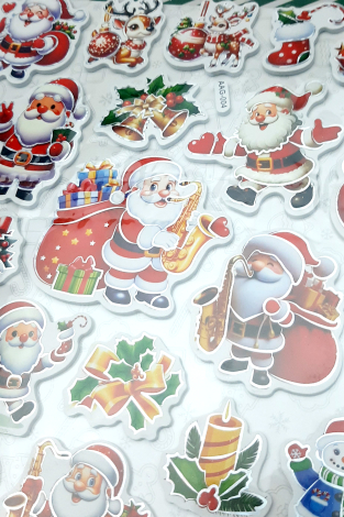 Yılbaşı altın yaldızlı kabartmalı eva sticker, 21x25 cm / Noel Baba - Bimotif (1)