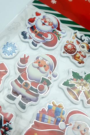 Yılbaşı altın yaldızlı kabartmalı eva sticker, 21x25 cm / Noel Baba - 3