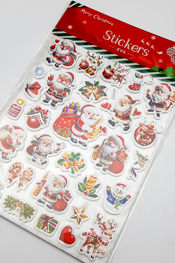 Yılbaşı altın yaldızlı kabartmalı eva sticker, 21x25 cm / Noel Baba - 1